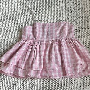 urban outfitters pink plaid flowy cami blouse top